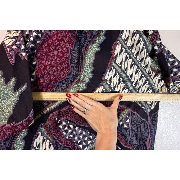 Batik Kencana Y2K Ungu Lightweight Short Sleeve Button Up Shirt Men's Large - Picture 6 of 7